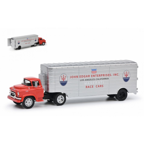 GMC TRUCK 1960 TEAM JOHN EDGAR MASERATI CAR TRANSPORTER 1:43 Schuco Camion Modellino