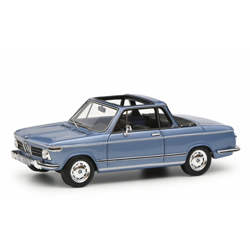 BMW 2002 (E10) BAUR SEMI-CONVERTIBLE 1974 BLUE 1:43 Schuco Auto Stradali Modellino