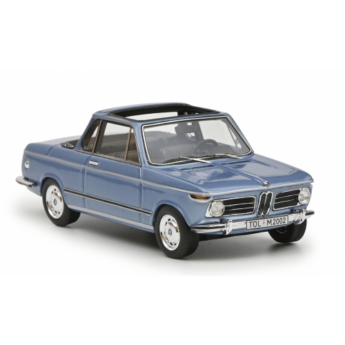 BMW 2002 (E10) BAUR SEMI-CONVERTIBLE 1974 BLUE 1:43 Schuco Auto Stradali Modellino