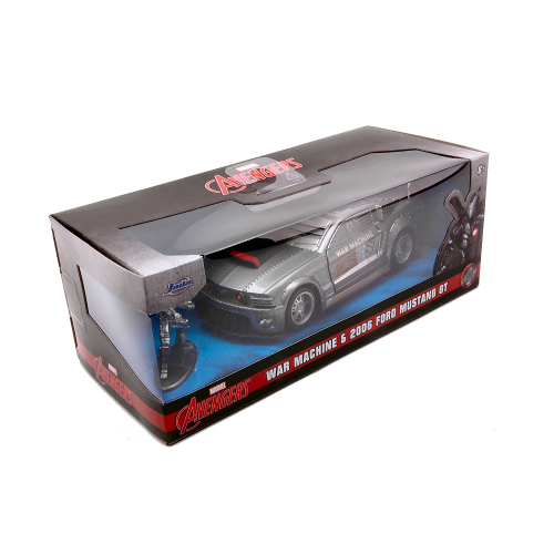 AVENGERS WAR MACHINE & 2006 FORD MUSTANG GT SILVER 1:32 Jada Toys Movie Modellino