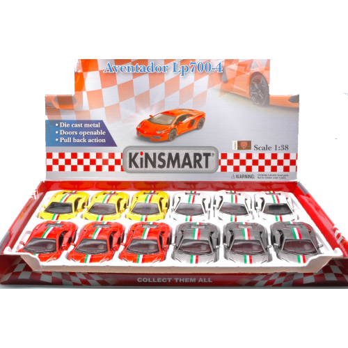 LAMBORGHINI AVENTADOR LP700-4 2013 "NAZIONALE" 1:38 (1 Modellino a Scelta) Kinsmart Modellismo Giocattolo Modellino