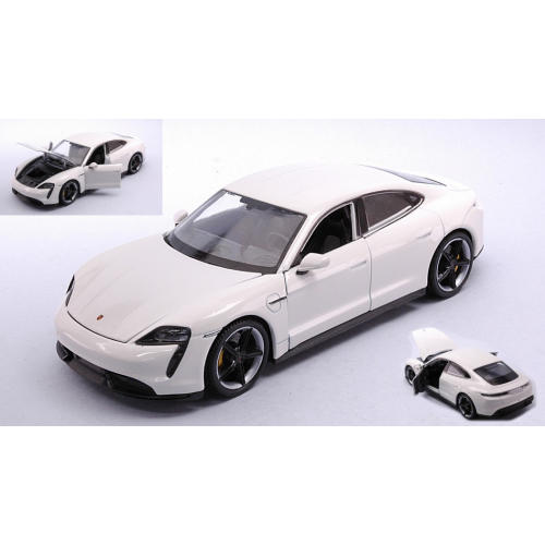 PORSCHE TAYCAN TURBO S 2019 WHITE 1:24 Welly Auto Stradali Modellino