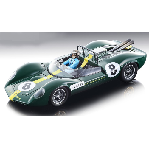 LOTUS 40 N.8 BRANDS HATCH GUARDS TROPHY 1965 JIM CLARK W/FIGURE 1:18 Tecnomodel Auto Competizione Modellino