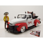 CHEVROLET PICK UP 1953 WITH TAPATIO CHARRO MAN FIGURE WHITE/RED 1:24 Jada Toys Movie Modellino