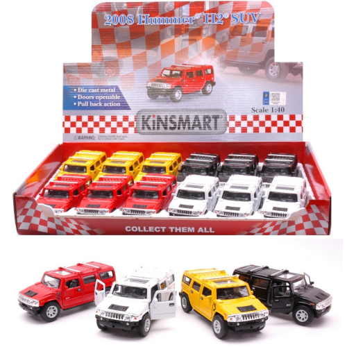 HUMMER H2 SUV 2008 COL.ASS.cm 12 (1 Modellino a Scelta) 1:40 Kinsmart Modellismo Giocattolo Modellino