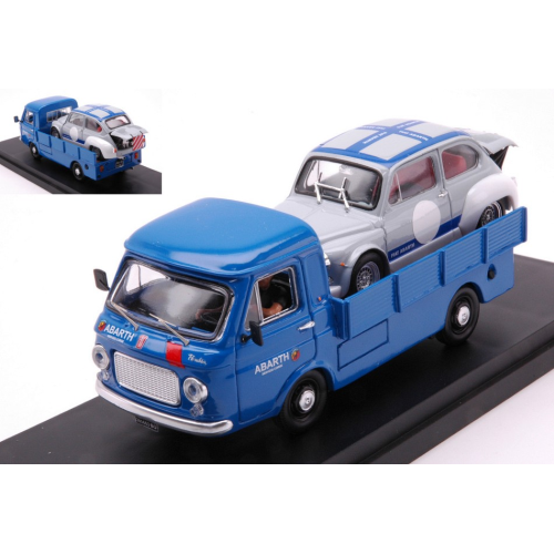 FIAT 241 AUTOCARRO PRONTO CORSE ABARTH 1968 + AUTISTA+FIAT 600 BRUMM 1:43 Rio Auto d'Epoca Modellino
