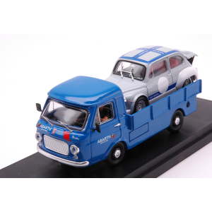 FIAT 241 AUTOCARRO PRONTO CORSE ABARTH 1968 + AUTISTA+FIAT 600 BRUMM 1:43 Rio Auto d'Epoca Modellino
