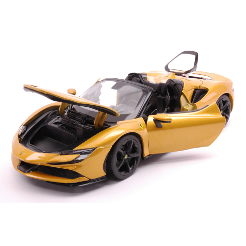 FERRARI SF90 STRADALE HYBRID SPIDER 2020 METALLIC GOLD 1:18 Burago Auto Stradali Modellino