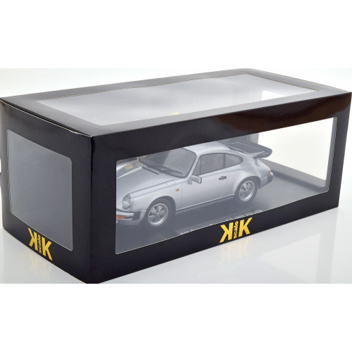 PORSCHE 911 CARRERA 3.2 COUPE' WITH REAR WING 1988 SILVER 1:18 KK Scale Auto Stradali Modellino