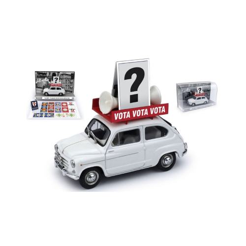 FIAT 600D ELEZIONI POLITICHE ITALIA 1963 1:43 Brumm Auto Stradali Modellino