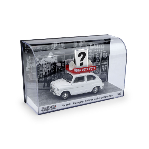 FIAT 600D ELEZIONI POLITICHE ITALIA 1963 1:43 Brumm Auto Stradali Modellino