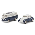 VW KAFER + VW SAMBA T1 SET 1955 WHITE/BLUE 1:87 Schuco Auto Stradali Die Cast Modellino