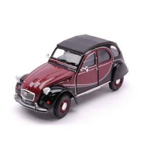 CITROEN 2 CV CHARLESTON 1980 AMARANT/BLACK 1:24 Welly Auto Stradali Modellino