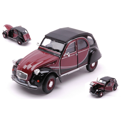 CITROEN 2 CV CHARLESTON 1980 AMARANT/BLACK 1:24 Welly Auto Stradali Modellino