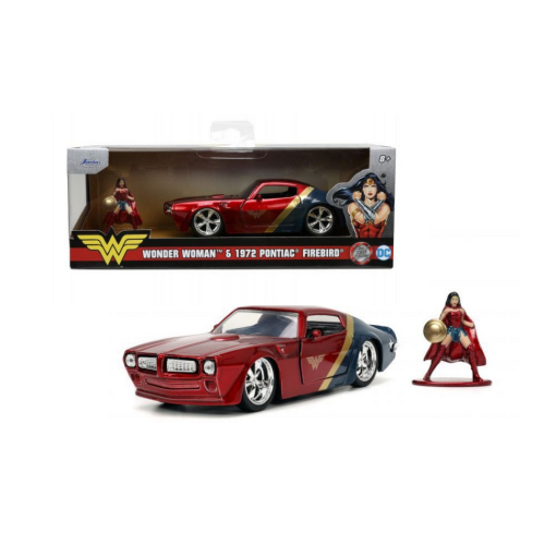 PONTIAC 1972 FIREBIRD "WONDER WOMAN" RED/BLUE 1:32 Jada Toys Movie Modellino