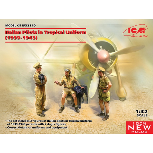 ITALIANS PILOTS IN TROPICAL UNIFORM (1939-1943) KIT 1:32 ICM Kit Figure Militari Modellino