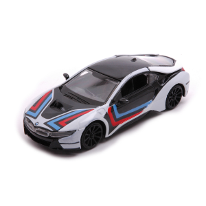 BMW i8 COUPE' GT RACING 2018 WHITE/BLACK/RED/BLUE 1:43 MotorMax Auto Competizione Modellino