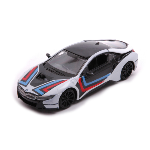 BMW i8 COUPE' GT RACING 2018 WHITE/BLACK/RED/BLUE 1:43 MotorMax Auto Competizione Modellino