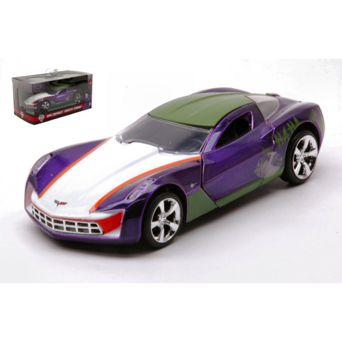 CHEVROLET CORVETTE STINGRAY THE JOKER 2009 PURPLE/GREEN/WHITE 1:32 Jada Toys Movie Modellino