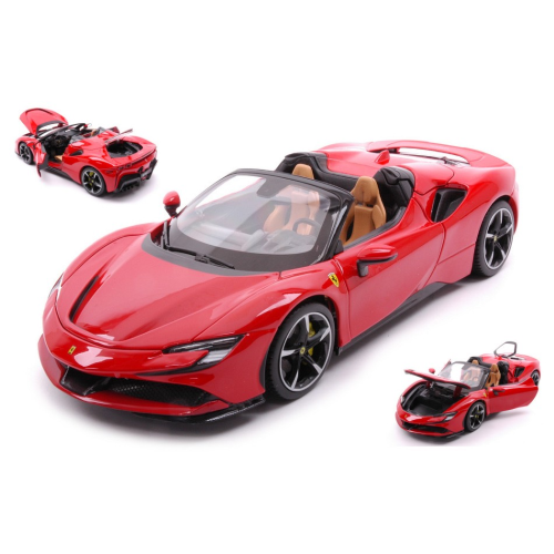 FERRARI SF90 STRADALE HYBRID SPIDER 1000hp OPEN 2020 RED 1:18 Burago Auto Stradali Modellino