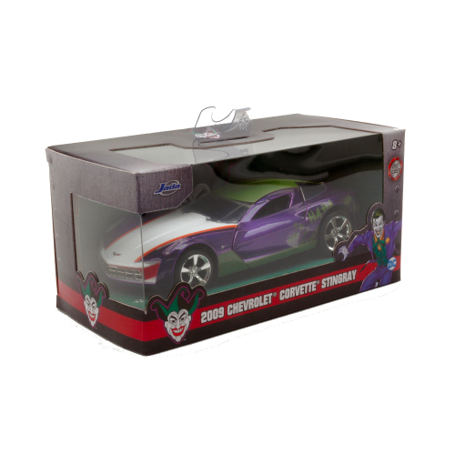 CHEVROLET CORVETTE STINGRAY THE JOKER 2009 PURPLE/GREEN/WHITE 1:32 Jada Toys Movie Modellino