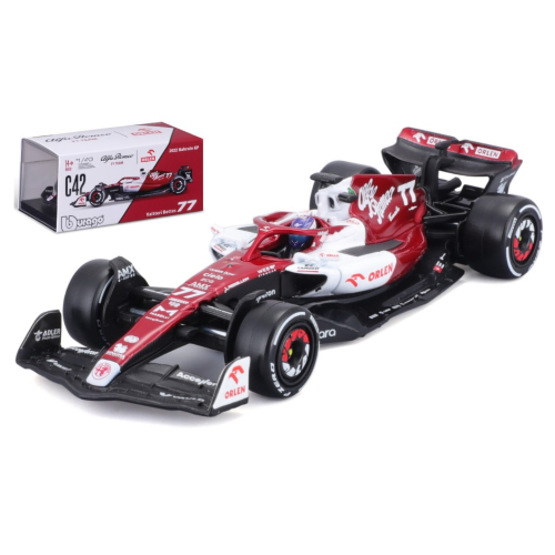 ALFA ROMEO F1 C42 N.77 VALTTERI BOTTAS 2022 SIGNATURE WITH HELMET 1:43 Burago Formula 1 Modellino