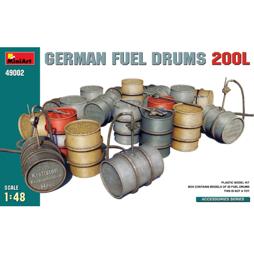 GERMAN FUEL DRUMS 200 Lt KIT 1:48 Miniart Kit Diorami Modellino