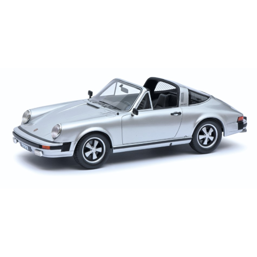 PORSCHE 911 TARGA 1977 SILVER "PRO RESIN" 1:18 Schuco Auto Stradali Modellino
