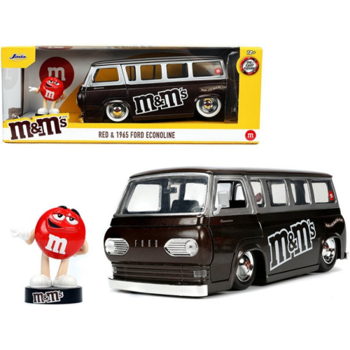 FORD ECONOLINE WITH RED FIGURE "M&M'S" 1965 BROWN 1:24 Jada Toys Movie Modellino