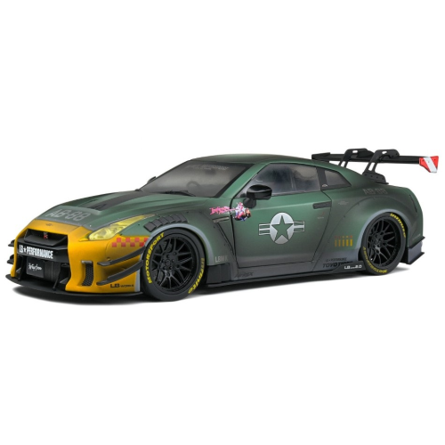 NISSAN GT-R (R35) LIBERTY WALK BODY KIT 2.0 2022 ARMY FIGHTER 1:18 Solido Auto Stradali Modellino