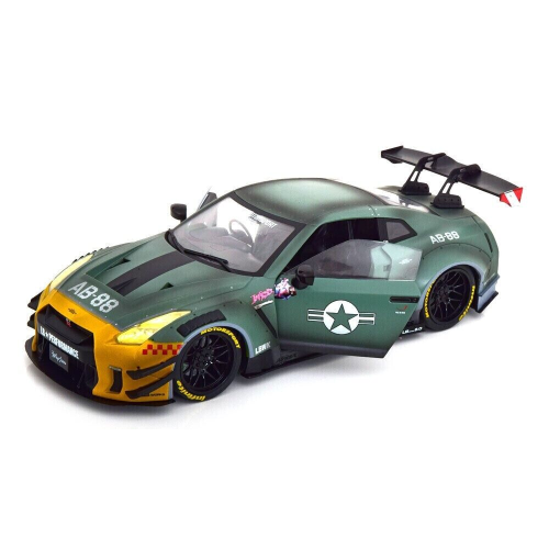 NISSAN GT-R (R35) LIBERTY WALK BODY KIT 2.0 2022 ARMY FIGHTER 1:18 Solido Auto Stradali Modellino