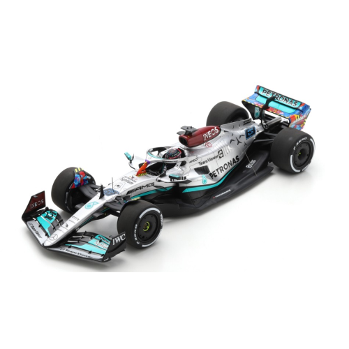 MERCEDES F1 G.RUSSELL 2022 N.63 MIAMI GP WITH ACRILIC COVER 1:18 Spark Model Formula 1 Modellino