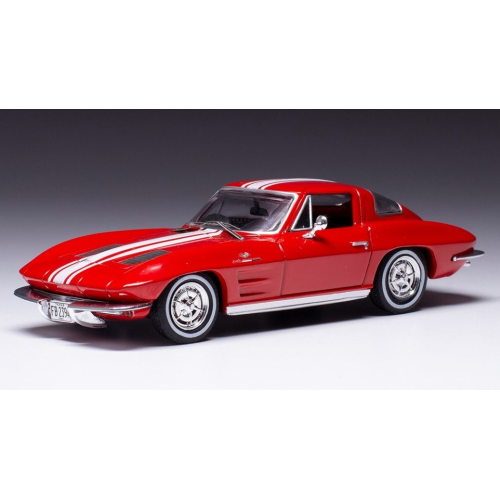 CHEVROLET CORVETTE STINGRAY 1963 RED/WHITE 1:43 Ixo Model Auto Stradali Modellino