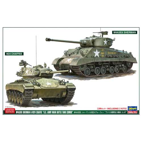 M4A3E8 SHERMAN & M24 CHAFFEE 2 KITS IN BOX KIT 1:72 Hasegawa Kit Mezzi Militari Modellino