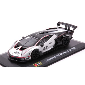 LAMBORGHINI ESSENZA SCV12 N.63 2021 WHITE 1:32 Burago Auto Competizione Modellino