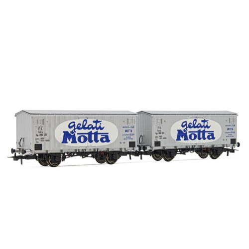 FS 2-UNITS PACK REFRIGERATED WAGON GELATI MOTTA EP.III 1:87 Rivarossi Treni Modellino