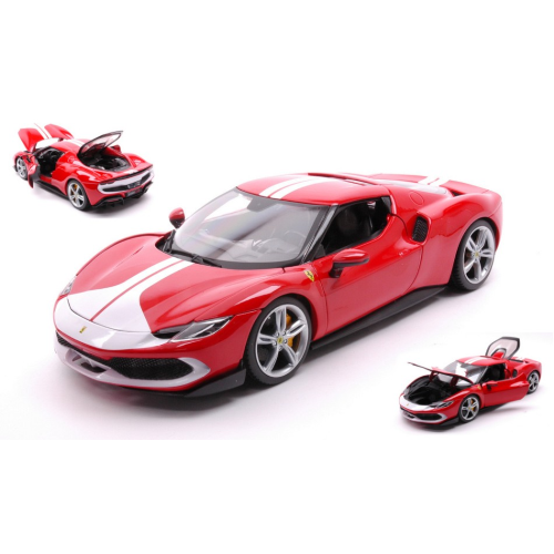 FERRARI 296 GTB ASSETTO FIORANO 2022 RED 1:18 Burago Auto Stradali Modellino