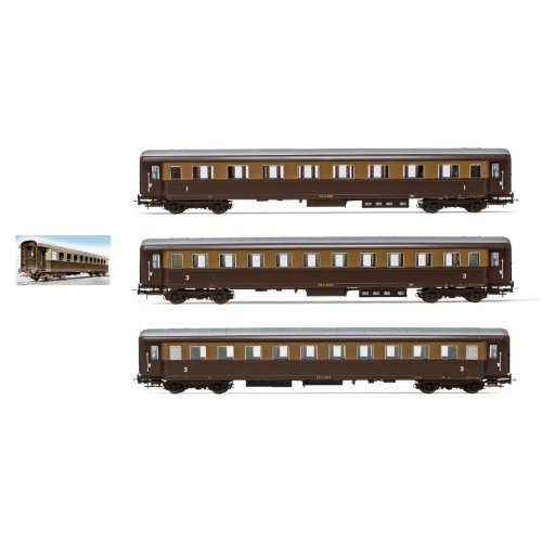 FS 3-UNITS TYPE 1946 CASTANO ISABELLA 1 1st AND 2 3rd CLASS EP.III 1:87 Rivarossi Treni Modellino