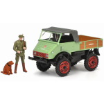 MERCEDES UNIMOG 401 WEIDMANNSHEIL 1953 WITH HAUNTER AND DOG 1:43 Schuco Camion Die Cast Modellino