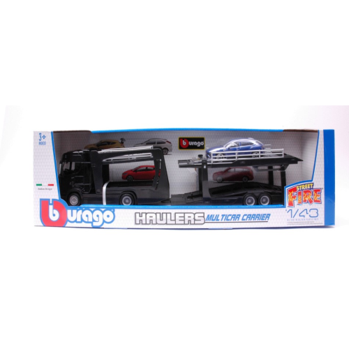 SCANIA S730 HIGHLINE CAB CAR CARRIER + LAMBORGHINI URUS 1:43 Burago Camion Modellino