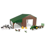 FARM BUILDING SET WITH JOHN DEERE TRACTOR AND ANIMALS 1:32 Britains Diorami Die Cast Modellino
