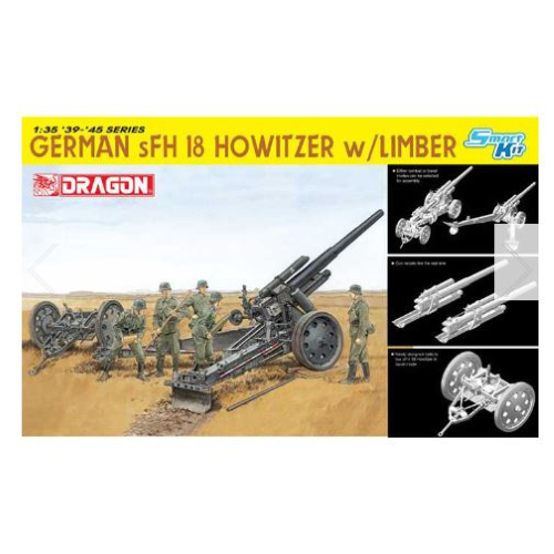 GERMAN s.FH.18 HOWITZER W/LIMBER KIT 1:35 Dragon Kit Mezzi Militari Modellino