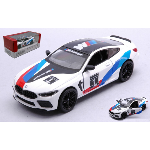 BMW M8 COMPETITION COUPE' N.1 WHITE cm 11 1:32 Kinsmart Modellismo Giocattolo Modellino