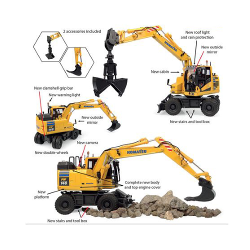 ESCAVATORE KOMATSU PW148-11 C/ACCESSORI 1:50 Universal Hobbies Mezzi Industriali Modellino
