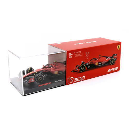 FERRARI F-23 N.16 2023 CHARLES LECLERC SIGNATURE WITH HELMET 1:43 Burago Formula 1 Modellino