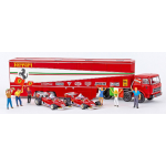 FIAT 691 T RENNTRANSPORT FERRARI 1977 + 2 FERRARI 312 T2 F1 + 6 FIGURES 1:87 Brekina Auto Stradali Modellino