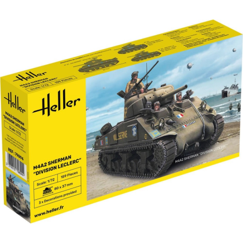 M4A2 SHERMAN "DIVISION LECLERC" (DECO FR) KIT 1:72 Heller Kit Mezzi Militari Modellino