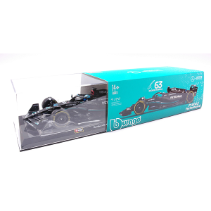 MERCEDES F1 N.63 GEORGE RUSSELL 2023 WITH PILOT + HARD CASE 1:24 Burago Formula 1 Modellino
