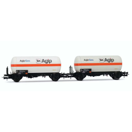 FS 2-UNIT PACK 2-AXLE GAS TANK WAGONS AGIPGAS EP.IV 1:87 Rivarossi Treni Modellino