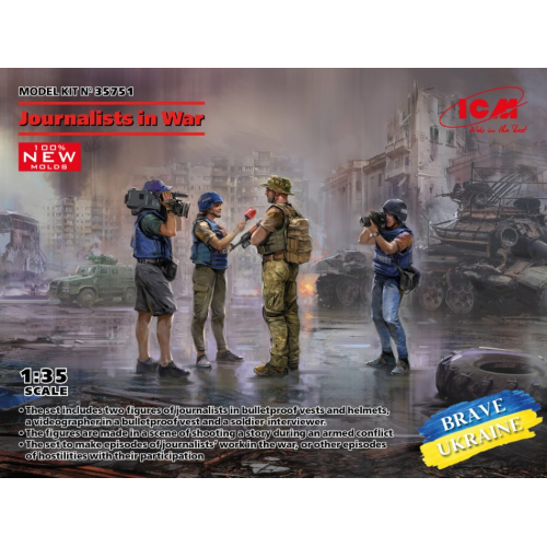 JOURNALISTS IN WAR 4 FIGURES KIT 1:35 ICM Kit Figure Militari Modellino